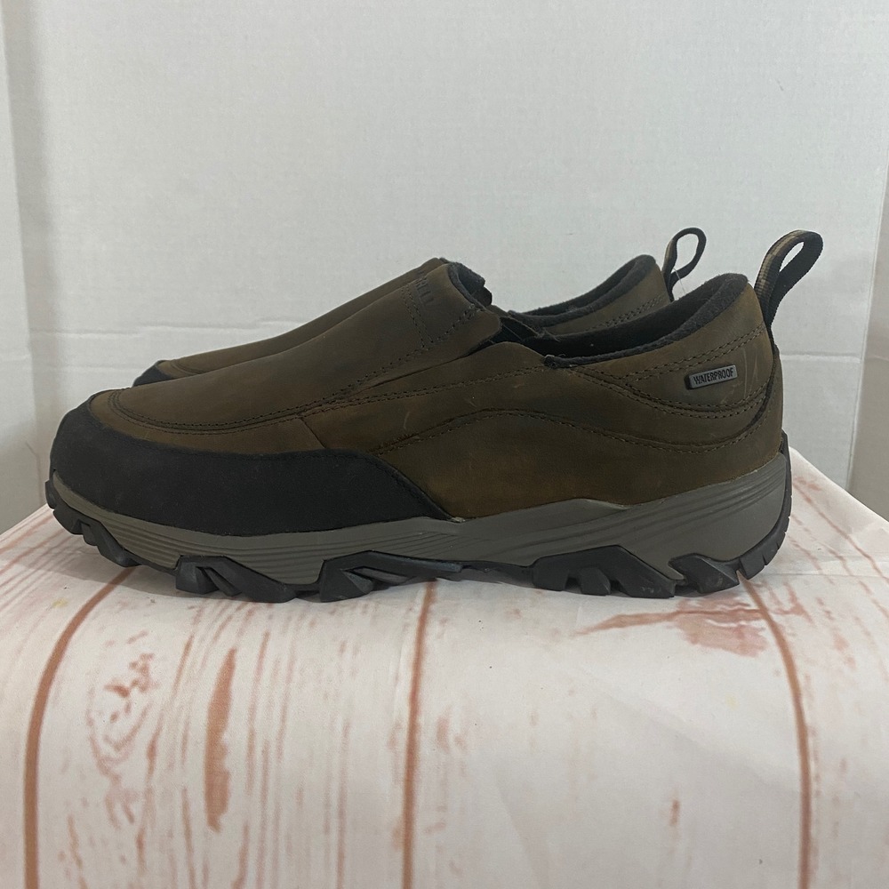 Merrell Jungle Moc Arctic Grip Waterproof Brown Leather Slip On Mens 9 wide